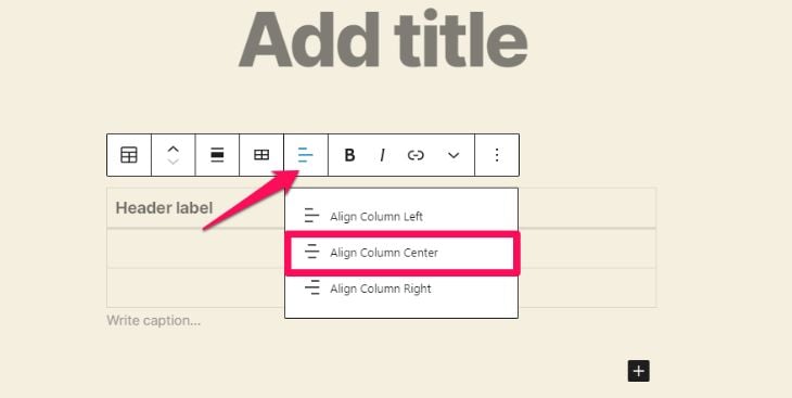 Align position for table content