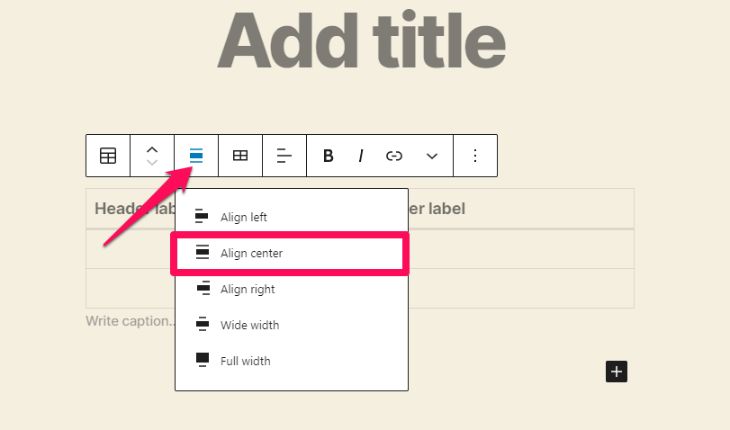 Align table position