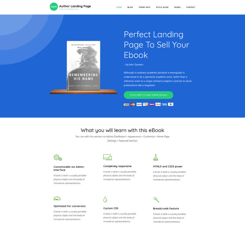 Author Landing Page Free Theme