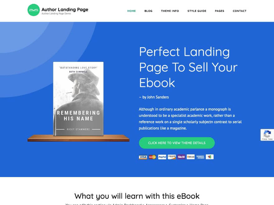 Author Landing Page Free WordPress Theme