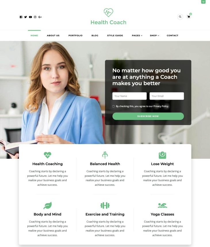 Blossom Health Coach Free WordPress Theme