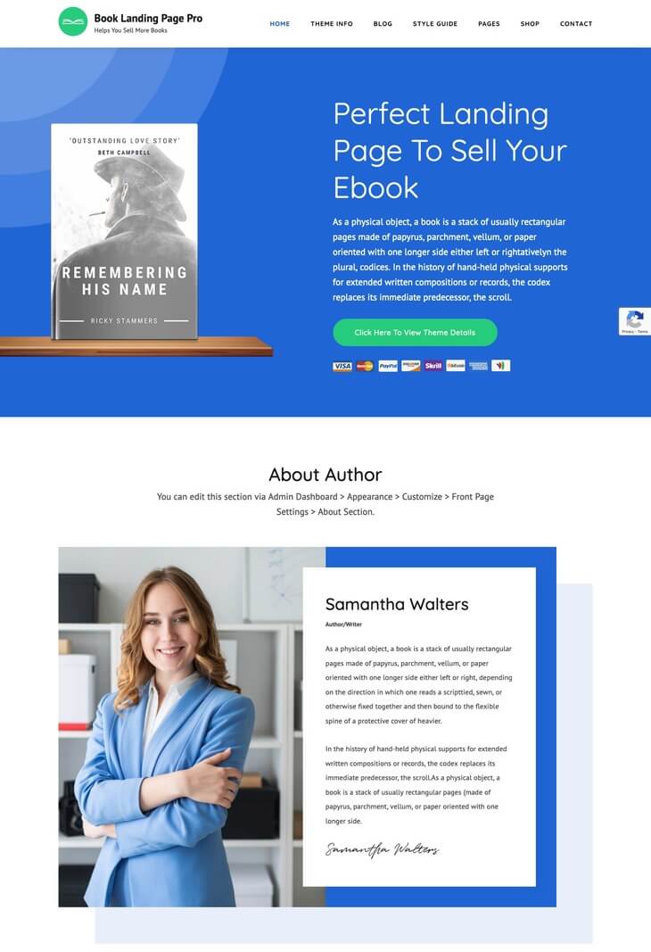 Book Landing Page Pro WordPress Theme