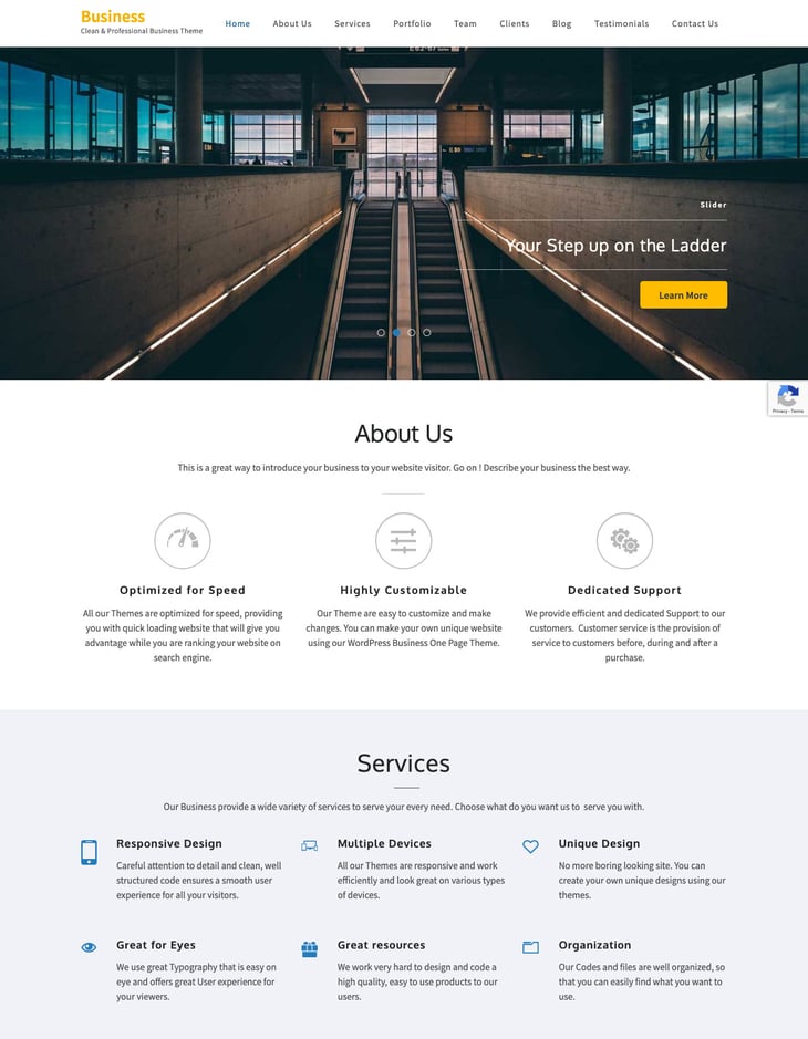 Business One Page Free WordPress Theme (One Page)