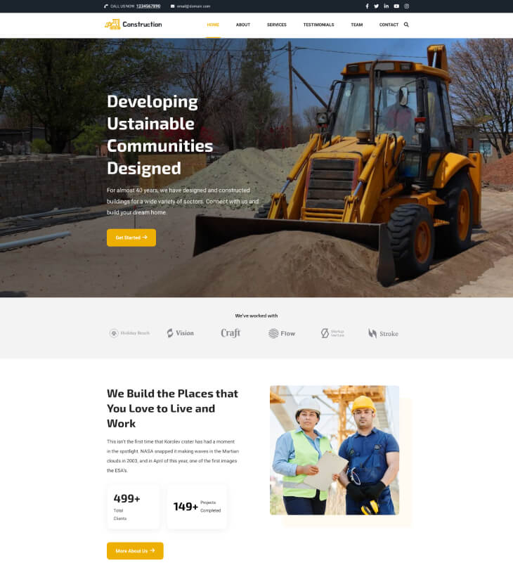 Construction Landing Page Pro- Construction Builders Template