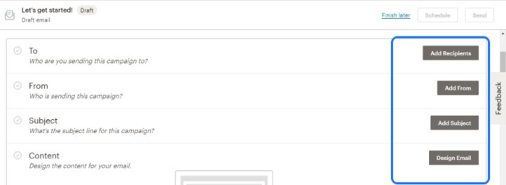 Customization Options for Creating Draft Email in MailChimp