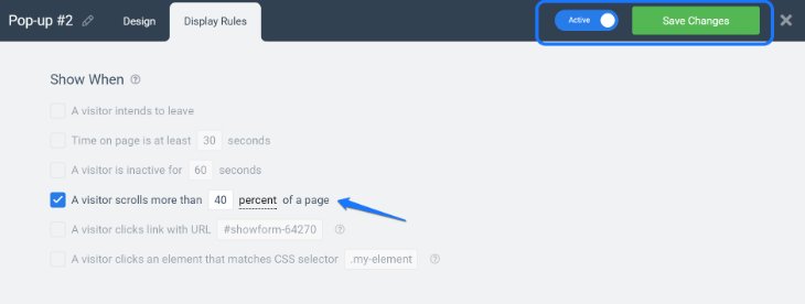 Customizing Display Rules for Subscription Pop-Up Form