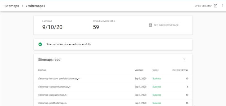 Displaying the basic stats of XML sitemaps in Google Search Console