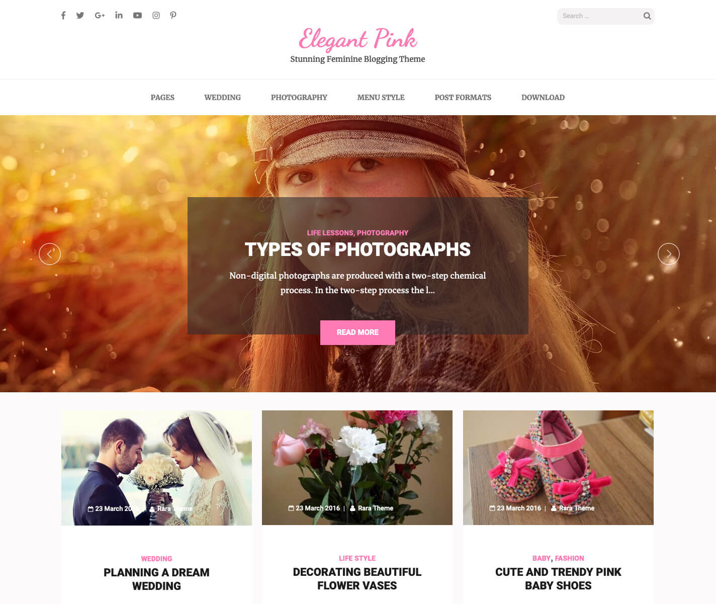 Elegant Pink Free WordPress Theme