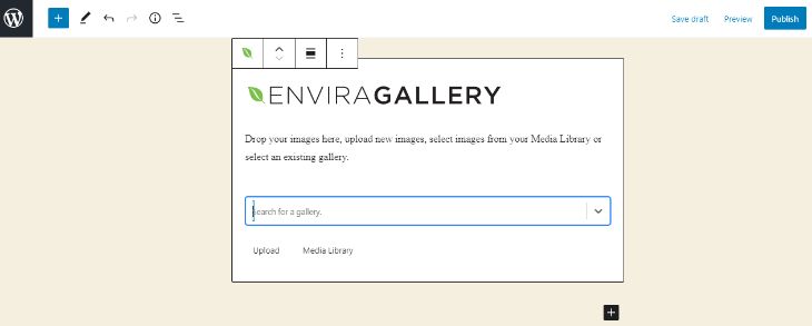 Envira block editor