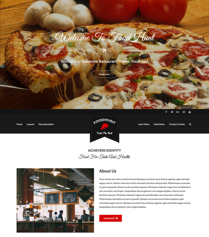 FoodHunt Free WordPress Theme