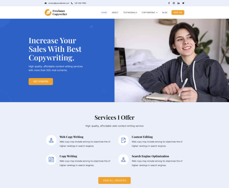 Freelance Copywriter – Rishi Theme Freelance Copywriter Demo