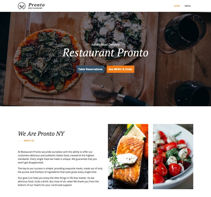 GloriaFood Restaurant Free WordPress Theme