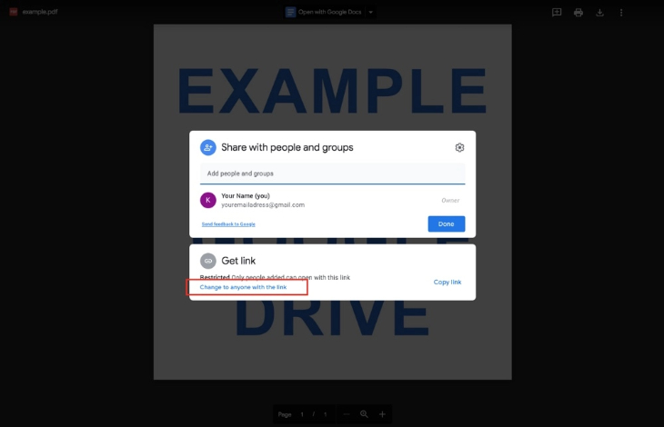 Google Share Setting