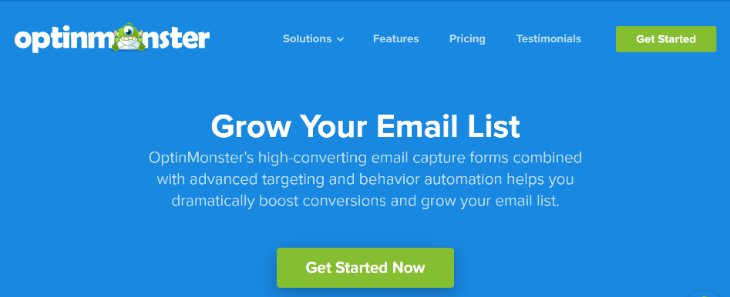 Grow Your Email List page of OptinMonster Marketing Tool