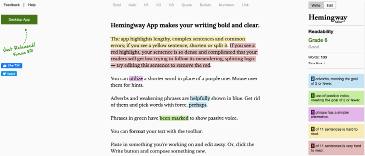 Hemingway Grammar Checker Tools