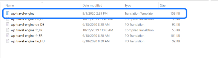 Highlighting the Translation Template for the WP Travel Engine plugin