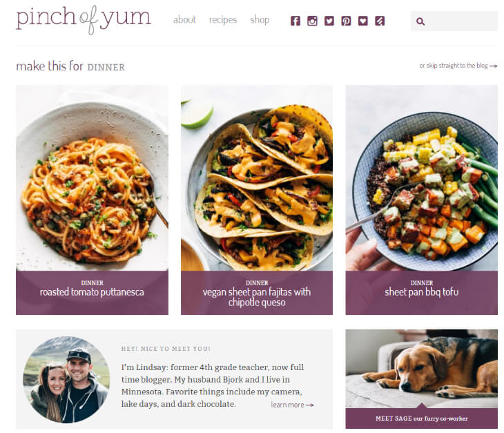 example of a successful blog in food niche