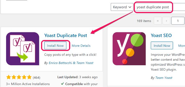 Inserting the Yoast Duplicate Post’s keyword in WordPress