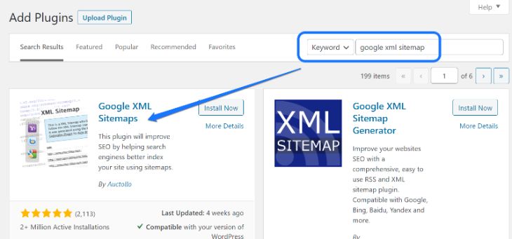 Installing and activating Google XML Sitemaps WordPress plugin