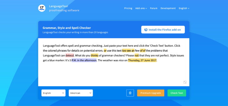 LanguageTool Grammar Checker Tools