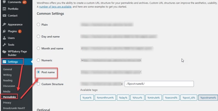 permalinks settings