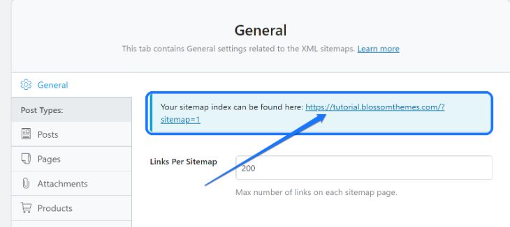 Pointing at the XML Sitemap URL of your website in WordPress