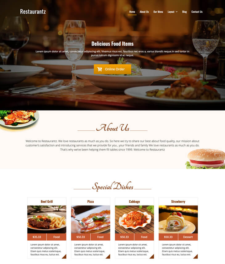 Restaurantz Free WordPress Theem