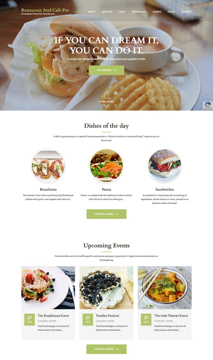 Resturant and cafe pro WordPress Theme