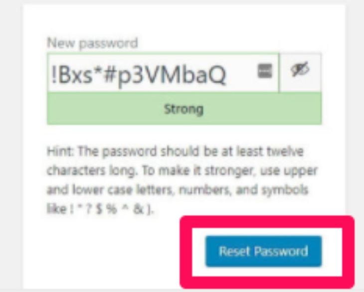 Set new password for the account