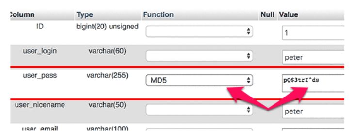 Set new password to your database