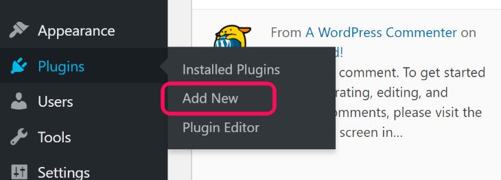 Showing the Add New button inside Plugins option in WordPress