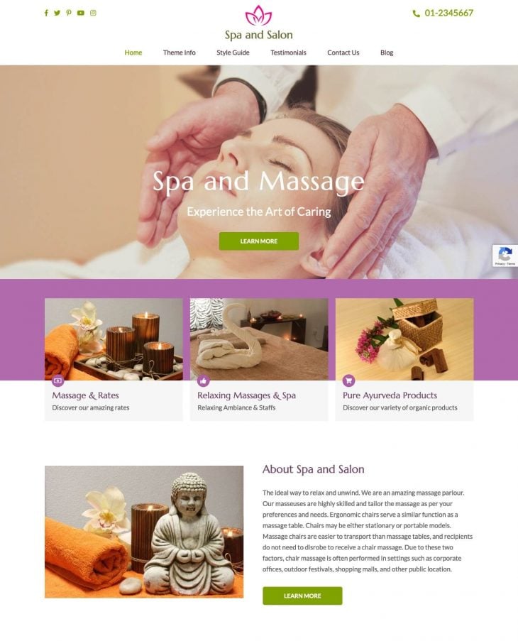 Spa and Salon WordPress Theme