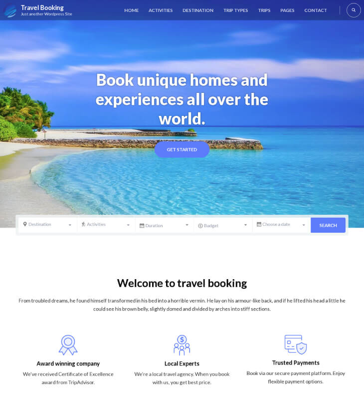 Travel Booking Free WP Theme