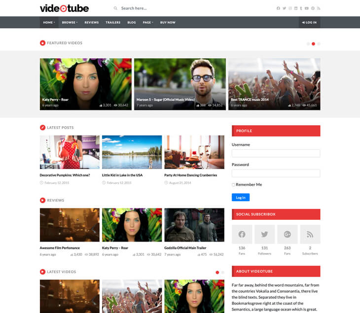 VideoTube WordPress Theme