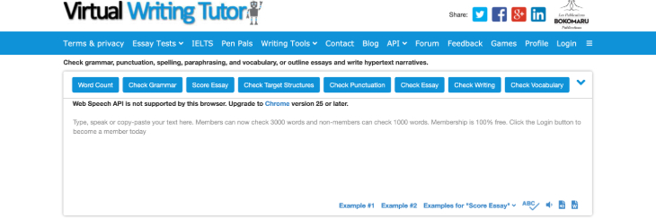 Virtual Writing Tutor Grammar Checker Tools