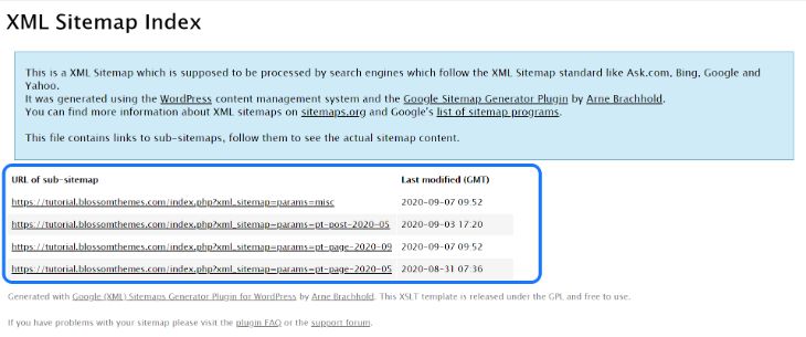 XML Sitemap Index generated by the Google XML Sitemaps plugin