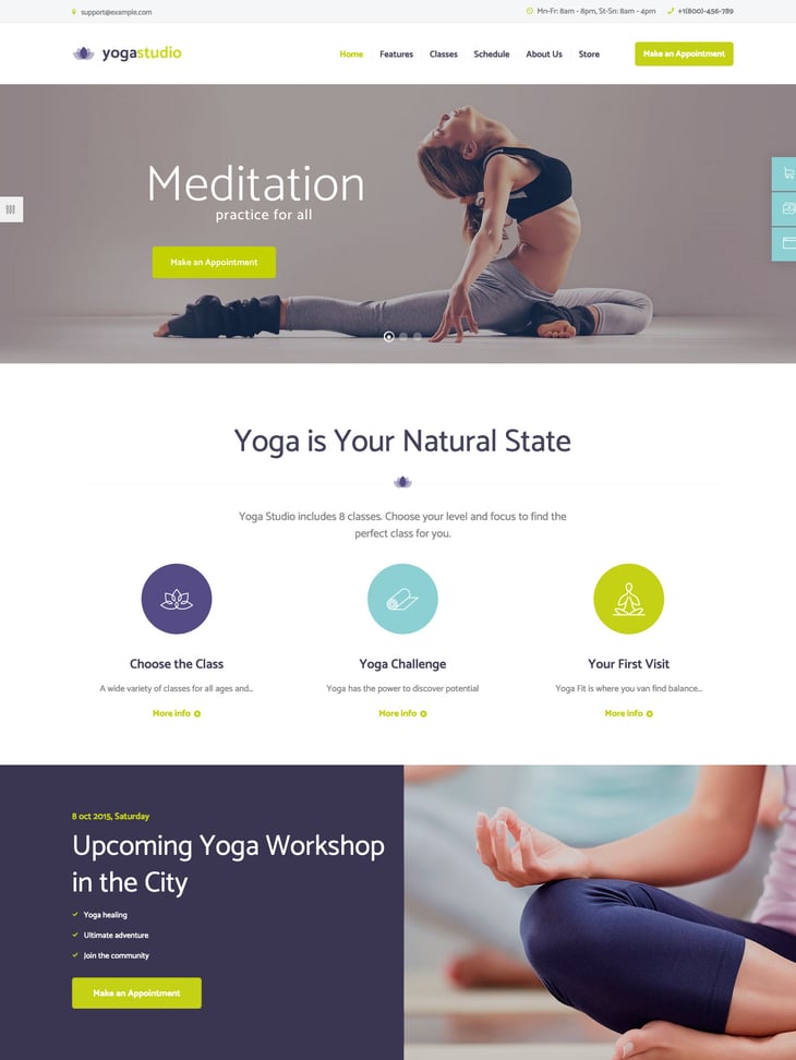 Yoga studio WordPress Theme