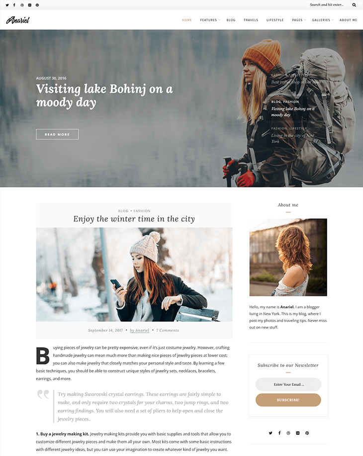 Anariel Free WordPress Theme