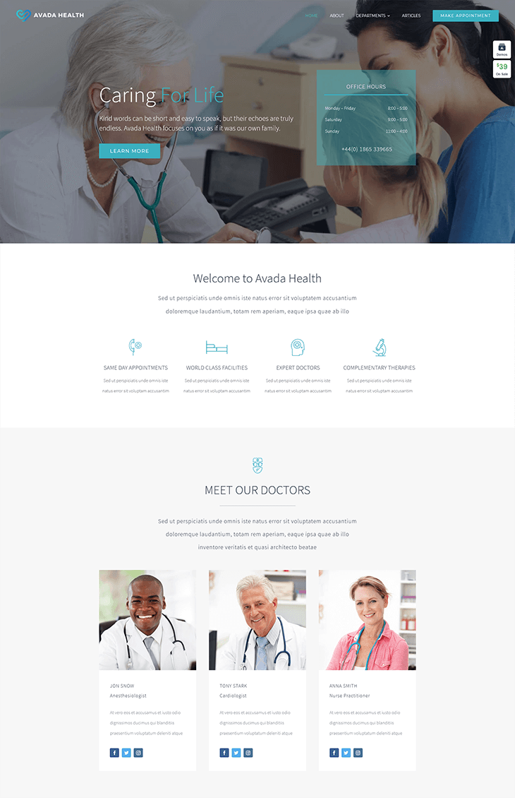 Avada Health WordPress Theme