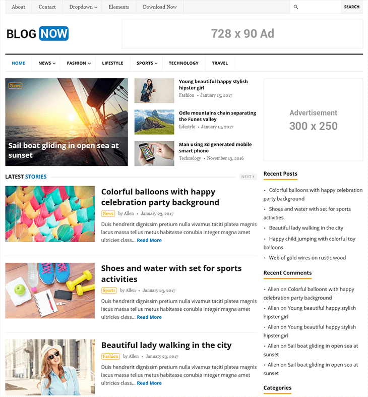 BlogNow Free WordPress Theme
