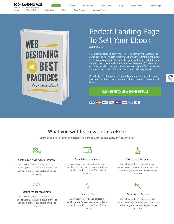 Book Landing Page WordPress Theme