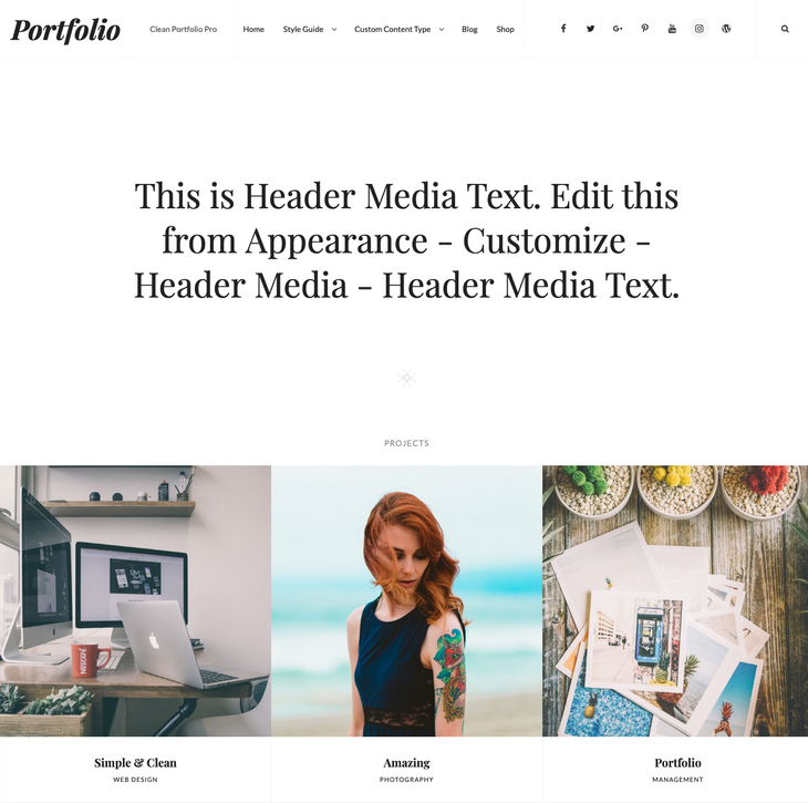 Clean Portfolio WordPress Theme