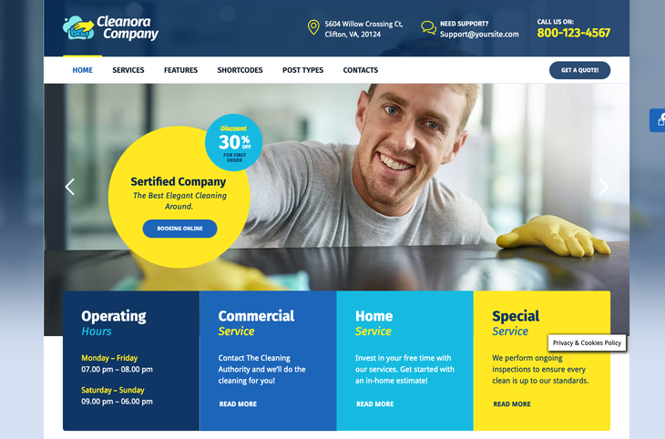 Cleanora Cleaning Service WordPress Theme