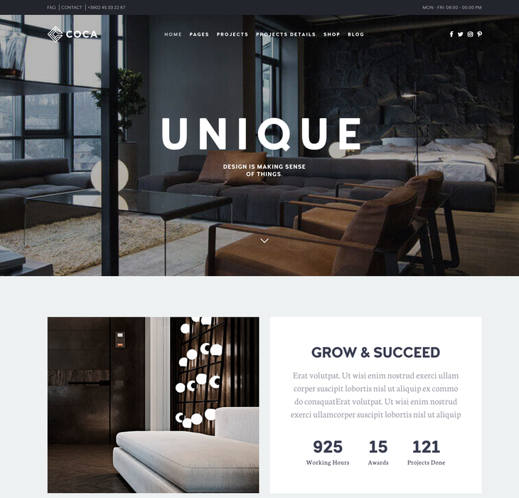 Coca interior Design WordPress Theme