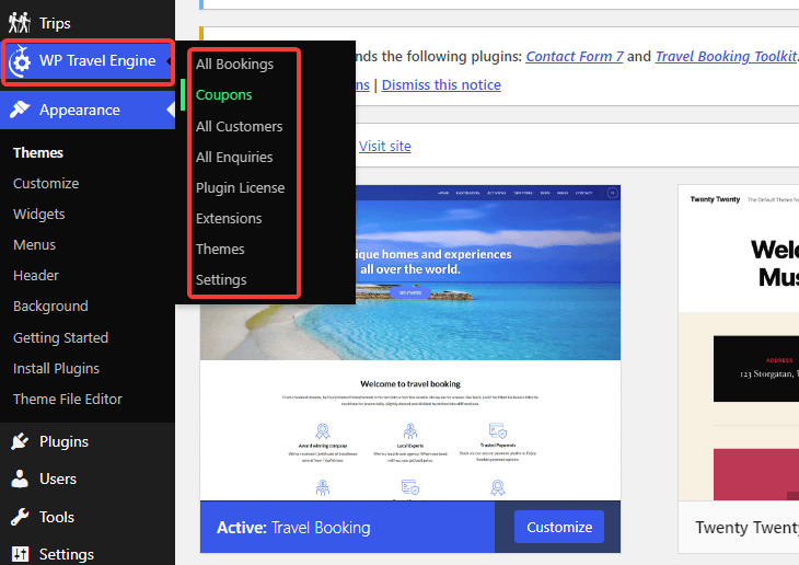 coupon settings WP Travel Engine