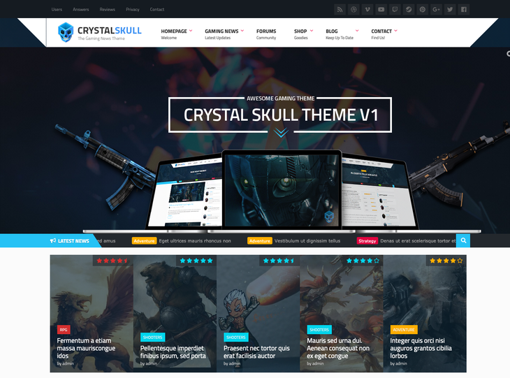 CrystalSkull Gaming WordPress Themes