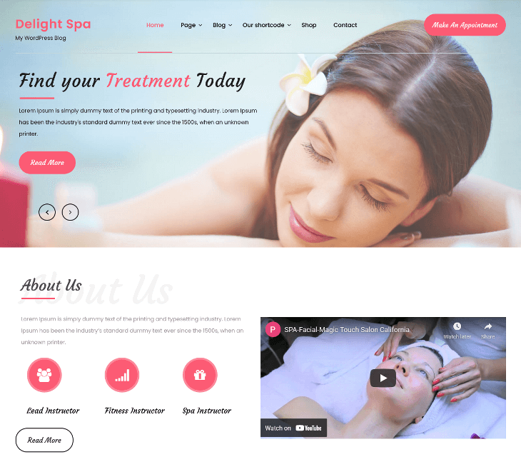 Delight Spa WordPress Theme