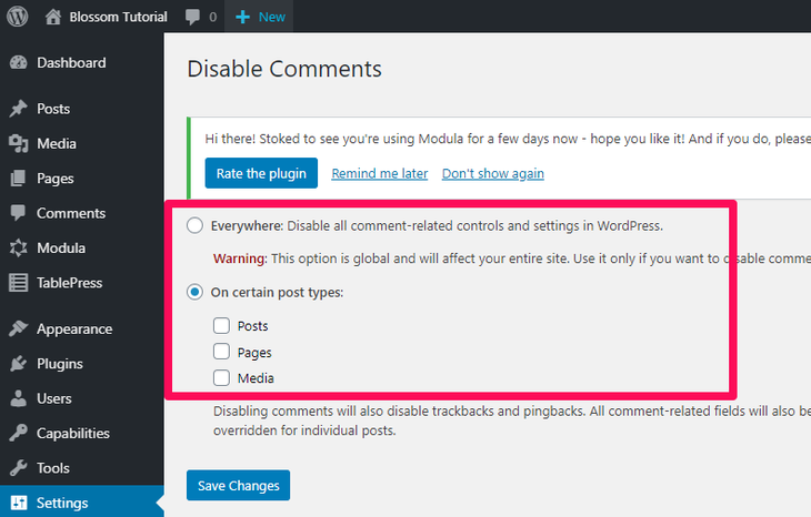 disable comment plugin use