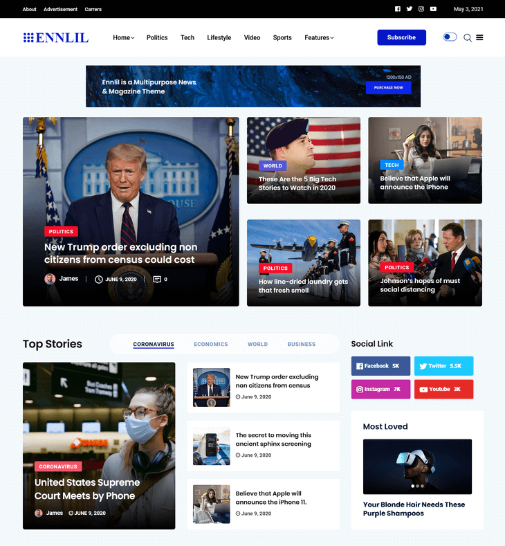 Ennlil News WordPress Theme