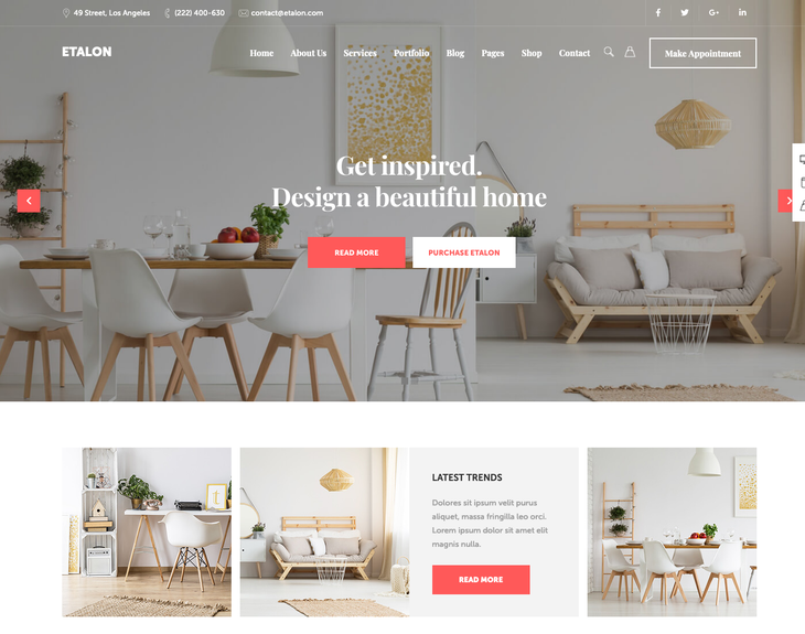 Etalon interior Design WordPress Theme